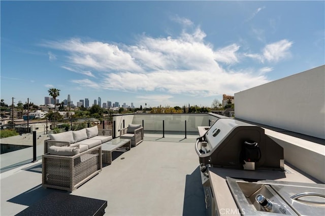 2219 W Starview Ln, Los Angeles, CA 90026 - view of patio featuring outdoor lounge area and a skyline view