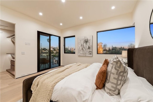 2219 W Starview Ln, Los Angeles, CA 90026 - bedroom with access to outside, recessed lighting, and light wood-style flooring