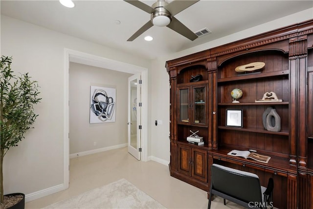 213 Wicker, Irvine, CA 92618 - office with a ceiling fan, recessed lighting, and baseboards