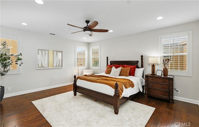 213 Wicker, Irvine, CA 92618 - bedroom featuring hardwood / wood-style flooring, baseboards, multiple windows, and recessed lighting