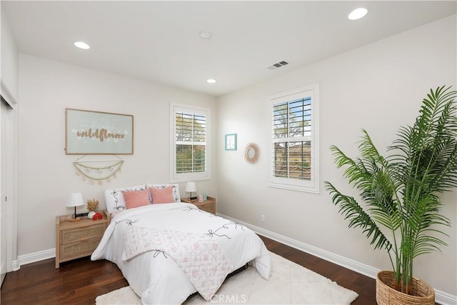 213 Wicker, Irvine, CA 92618 - bedroom with dark wood finished floors, baseboards, and recessed lighting
