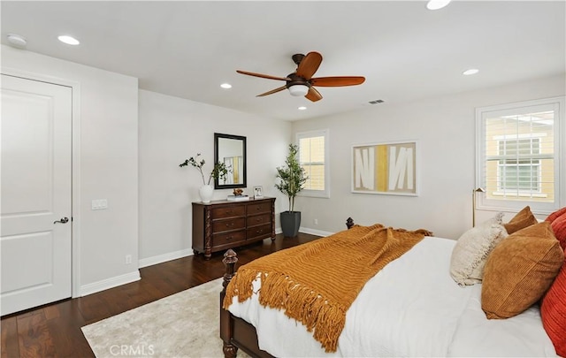 213 Wicker, Irvine, CA 92618 - bedroom featuring wood finished floors, baseboards, recessed lighting, and a ceiling fan