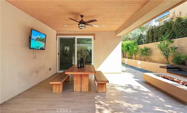 213 Wicker, Irvine, CA 92618 - view of patio / terrace with an outdoor fire pit and ceiling fan