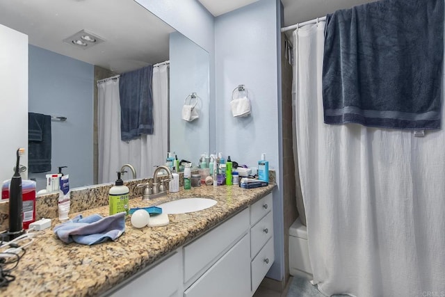 3755 Vista Campana N Unit 58, Oceanside, CA 92057 - full bath featuring vanity and a shower with shower curtain