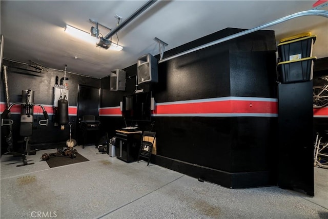 interior space with a garage door opener