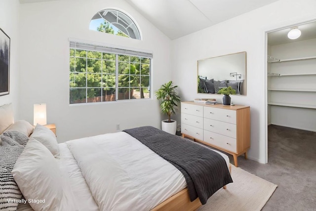 42059 Avenida Vista Ladera, Temecula, CA 92591 - bedroom featuring light colored carpet, lofted ceiling, and a spacious closet