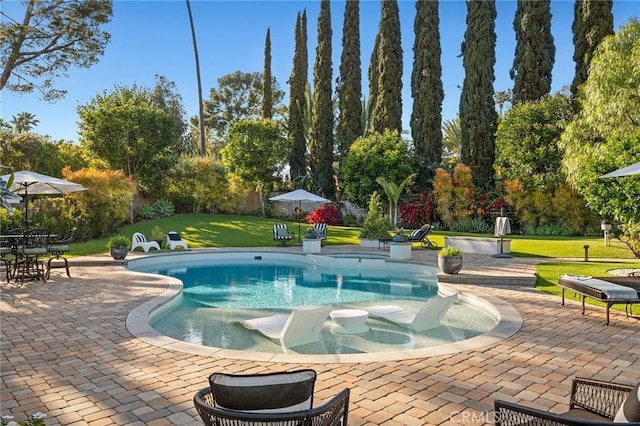 2121 Valhalla Dr, Santa Ana, CA 92705 - pool featuring a lawn and a patio
