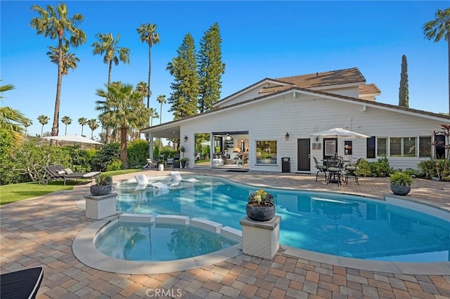 2121 Valhalla Dr, Santa Ana, CA 92705 - view of pool featuring a patio and a pool with connected hot tub