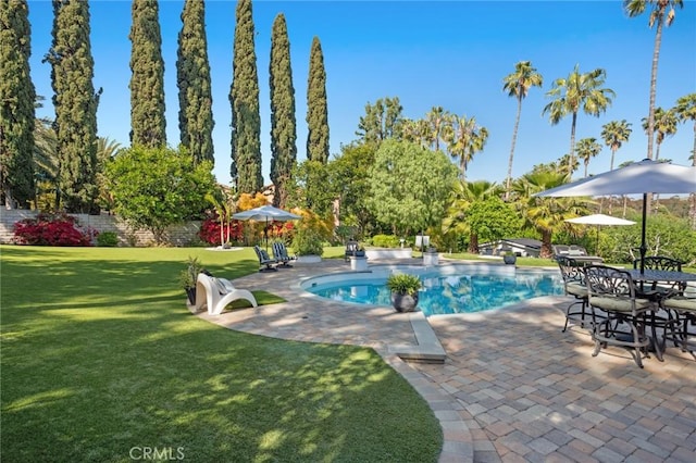 2121 Valhalla Dr, Santa Ana, CA 92705 - outdoor pool featuring a lawn and a patio