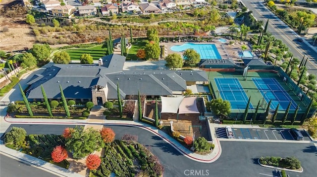 34036 Galleron St, Temecula, CA 92592 - aerial perspective of suburban area featuring a pool area