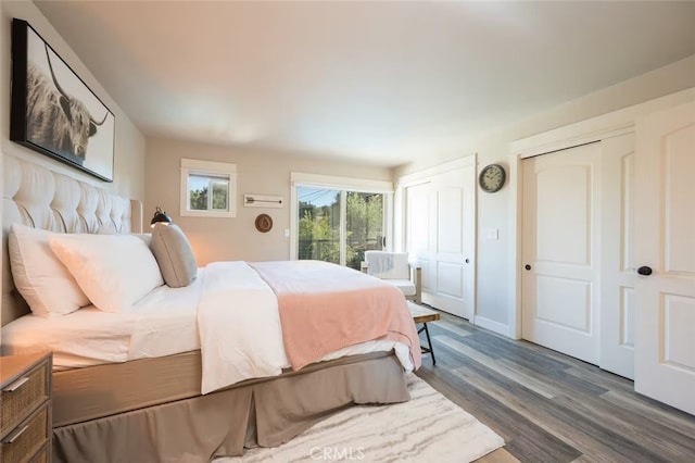 8035 Santa Rosa Rd, Atascadero, CA 93422 - bedroom with two closets and dark wood-style flooring