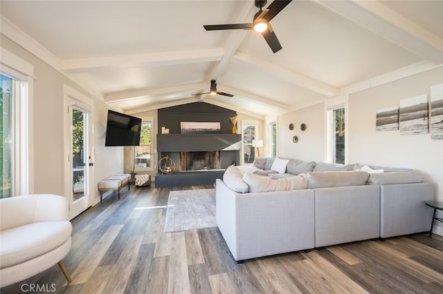 8035 Santa Rosa Rd, Atascadero, CA 93422 - living area featuring ceiling fan, wood finished floors, and a fireplace with raised hearth