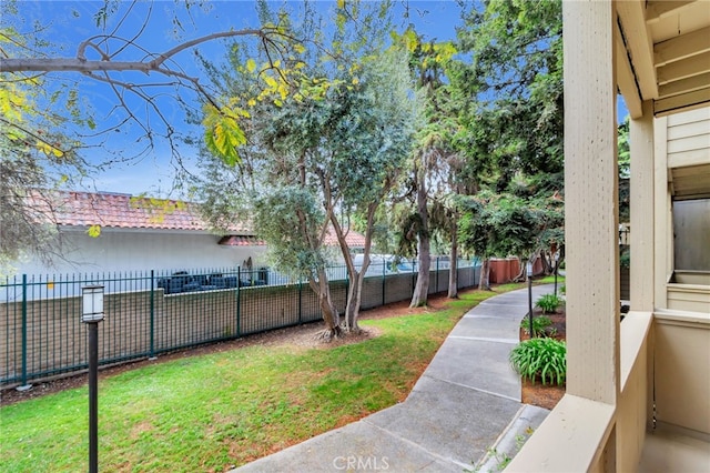 view of yard featuring fence