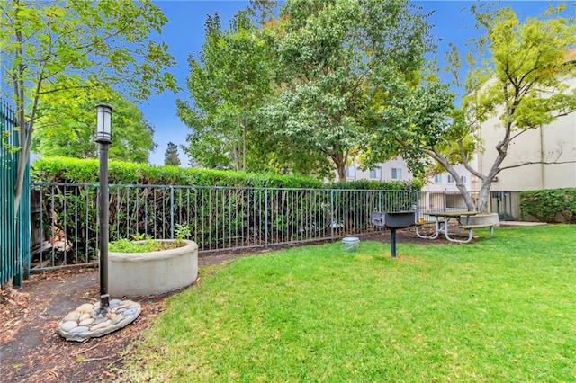 view of yard featuring a fenced backyard