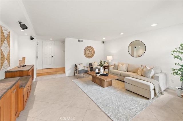 10 Cedarlake Unit 4, Irvine, CA 92614 - living area with light tile patterned flooring, visible vents, and recessed lighting