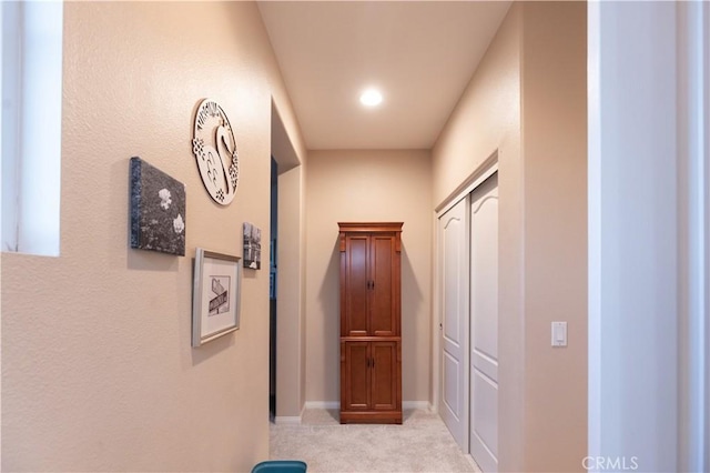 30304 Vercors St, Murrieta, CA 92563 - corridor with light carpet, baseboards, and recessed lighting