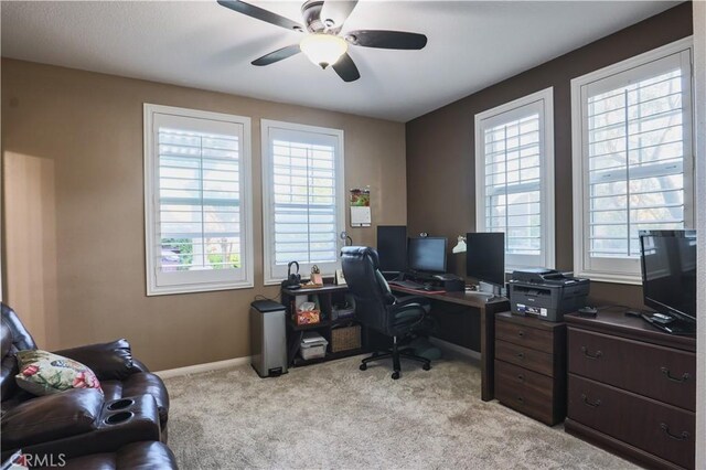 30304 Vercors St, Murrieta, CA 92563 - office space featuring ceiling fan, light carpet, and baseboards