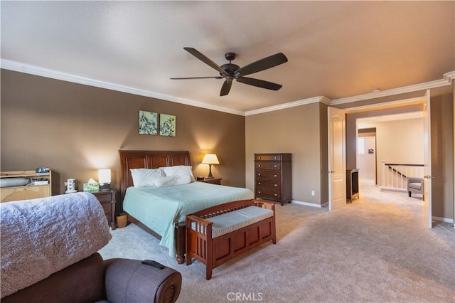 30304 Vercors St, Murrieta, CA 92563 - bedroom featuring ornamental molding, baseboards, carpet flooring, and a ceiling fan