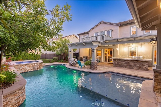 30304 Vercors St, Murrieta, CA 92563 - view of swimming pool with a patio, fence, and a pool with connected hot tub