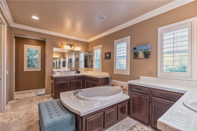 30304 Vercors St, Murrieta, CA 92563 - full bath with ornamental molding, a bath, vanity, and baseboards