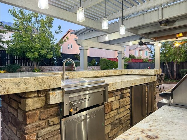30304 Vercors St, Murrieta, CA 92563 - view of patio / terrace featuring a fenced backyard, area for grilling, and a pergola