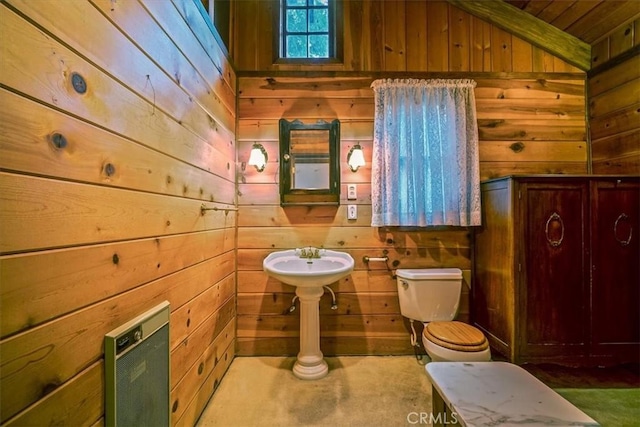 419 Lytle Ln, Lytle Creek, CA 92358 - half bath featuring wood walls and toilet