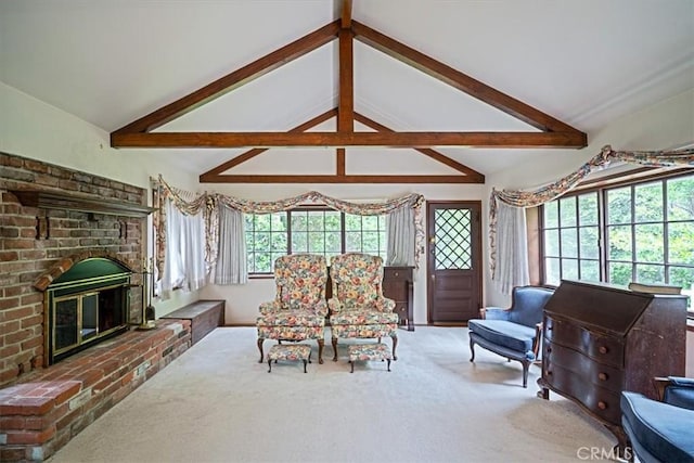 419 Lytle Ln, Lytle Creek, CA 92358 - carpeted living room featuring a fireplace