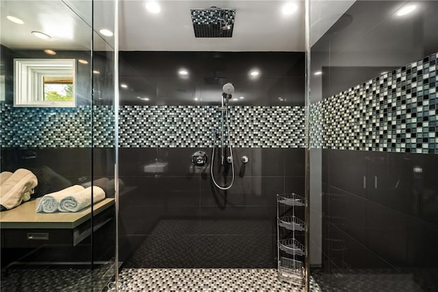 full bathroom featuring a walk in shower
