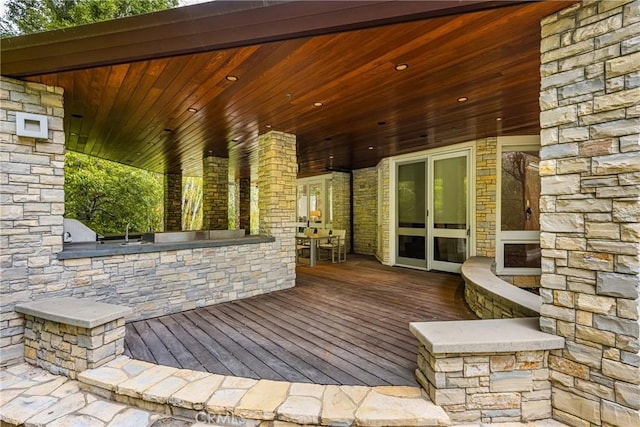 view of patio featuring a wooden deck