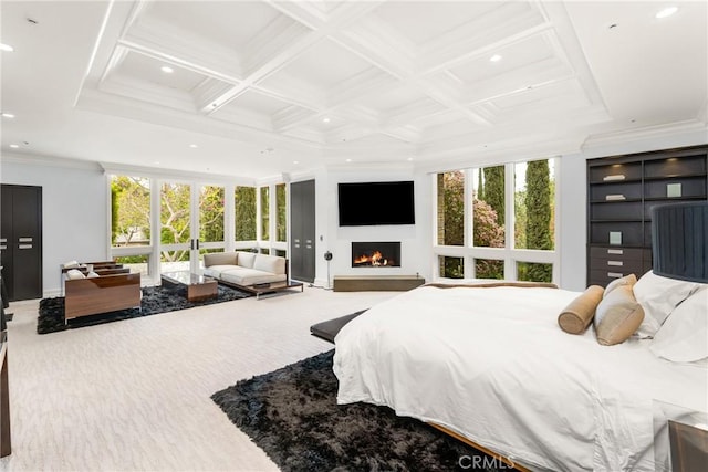 bedroom featuring recessed lighting and multiple windows