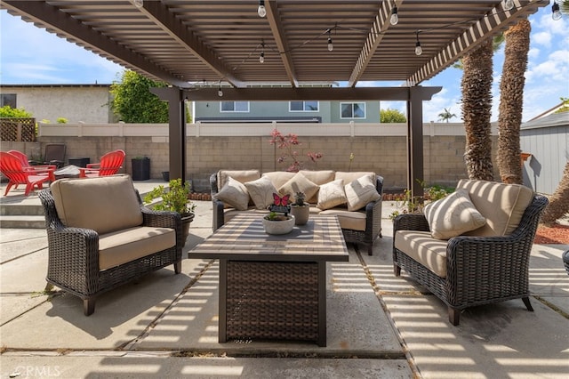 2102 Tern Bay Ln, Lakewood, CA 90712 - view of patio / terrace featuring a fenced backyard, a pergola, and an outdoor living space