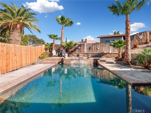 view of pool featuring a fenced backyard and a fenced in pool