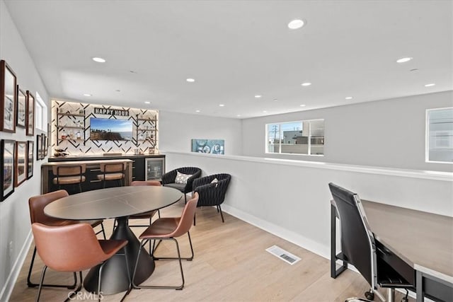 2902 Foundry Ct, Redondo Beach, CA 90278 - dining space with light wood-style floors, recessed lighting, baseboards, and visible vents