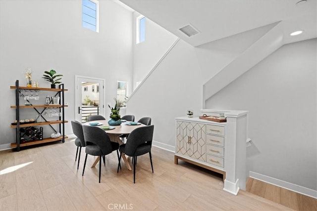 2902 Foundry Ct, Redondo Beach, CA 90278 - dining space with visible vents, light wood-style flooring, and baseboards