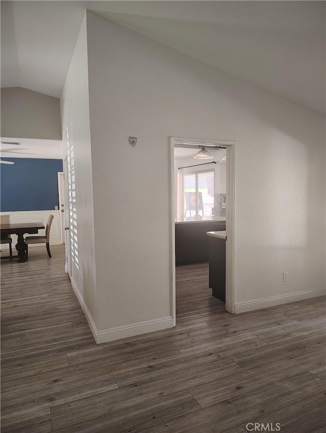 14055 Camino Del Oro, Riverside, CA 92508 - hall featuring lofted ceiling, baseboards, and dark wood-type flooring