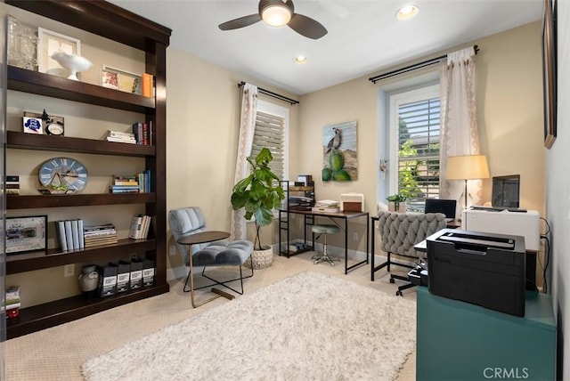 9 Healdsbury, Irvine, CA 92602 - office featuring recessed lighting, a ceiling fan, and carpet flooring