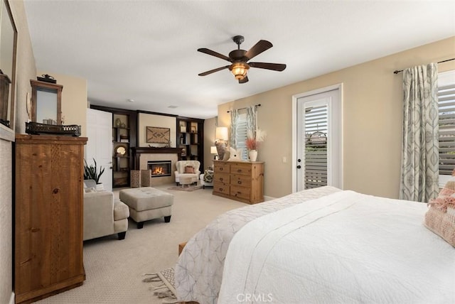 9 Healdsbury, Irvine, CA 92602 - carpeted bedroom featuring a glass covered fireplace and ceiling fan