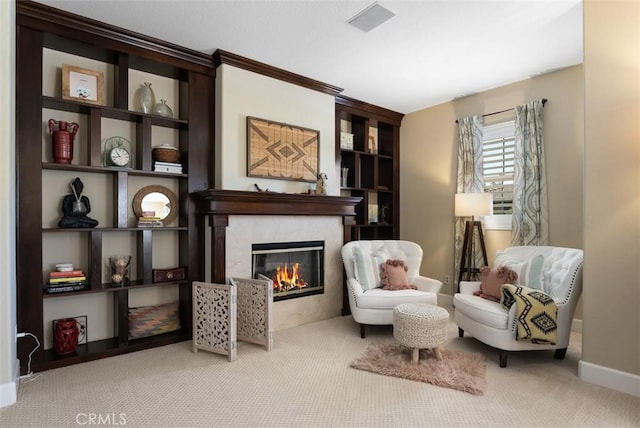 9 Healdsbury, Irvine, CA 92602 - sitting room with carpet flooring, baseboards, and a glass covered fireplace