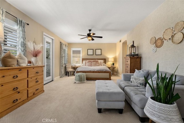 9 Healdsbury, Irvine, CA 92602 - bedroom featuring ceiling fan, light colored carpet, and baseboards