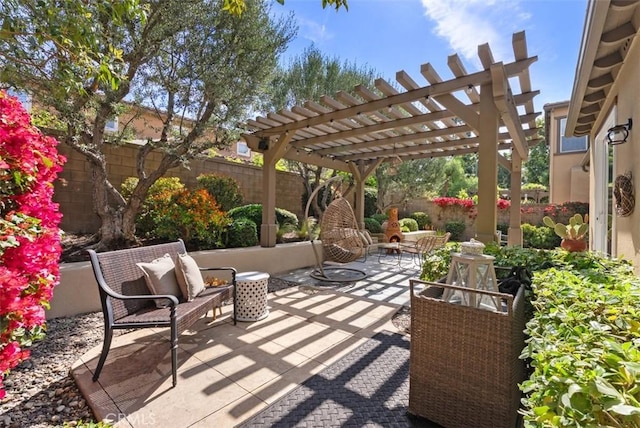 9 Healdsbury, Irvine, CA 92602 - view of patio / terrace with a pergola, a fenced backyard, and an outdoor hangout area