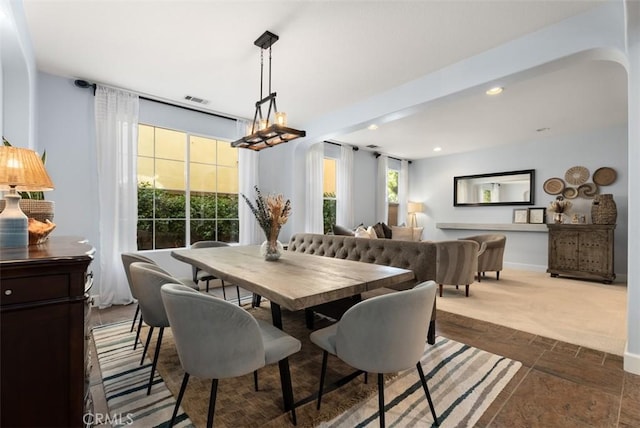 9 Healdsbury, Irvine, CA 92602 - dining room featuring arched walkways, recessed lighting, and visible vents