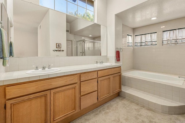 3602 Hidden Ridge Rd, Jamul, CA 91935 - bathroom featuring a shower stall, a bath, and double vanity