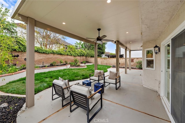 28166 Camellia Ct, Laguna Niguel, CA 92677 - view of patio / terrace with outdoor lounge area and ceiling fan