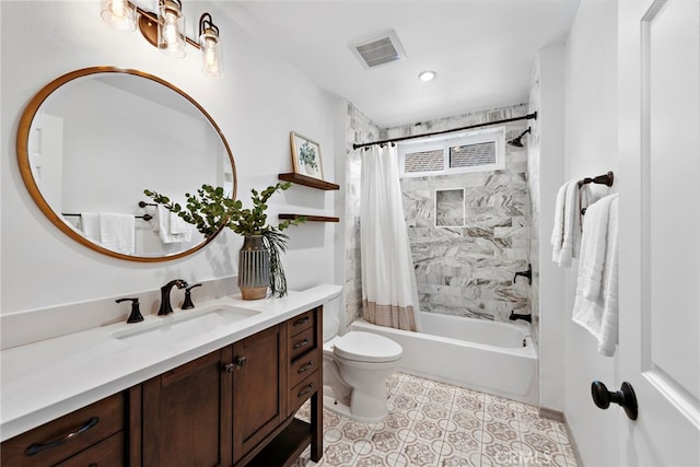 28166 Camellia Ct, Laguna Niguel, CA 92677 - full bathroom featuring toilet, vanity, shower / tub combo with curtain, and tile patterned flooring