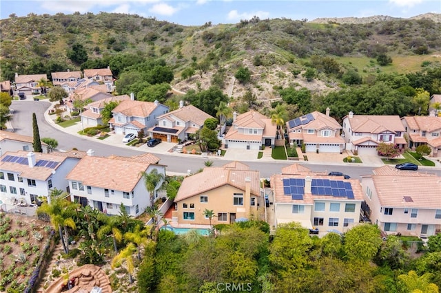 aerial view with a residential view and a mountain view