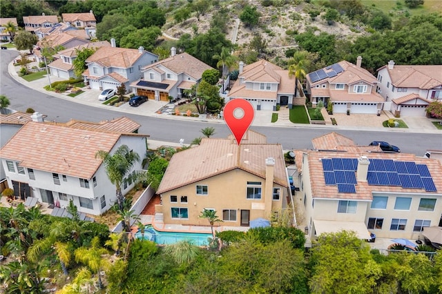 bird's eye view with a residential view