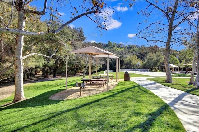 view of community featuring a lawn