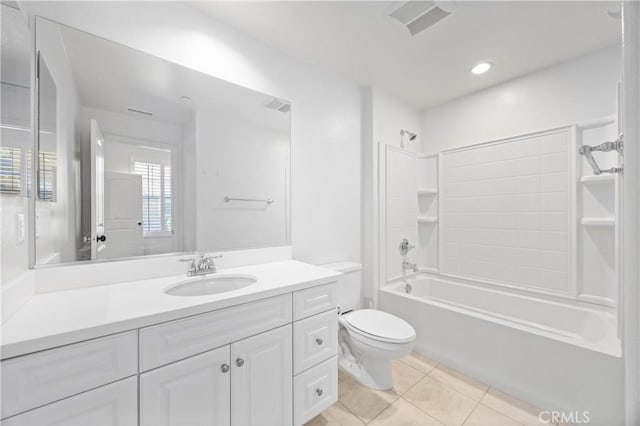 3240 S Westmont Ln Unit 5, Ontario, CA 91761 - full bath featuring vanity, bathing tub / shower combination, tile patterned floors, toilet, and visible vents
