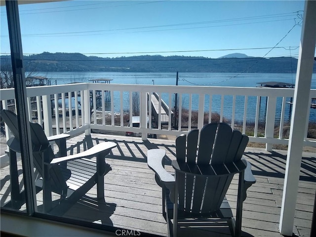 deck with a water view