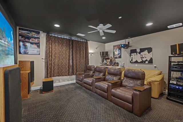 1072 Wiegand, Encinitas, CA 92024 - carpeted home theater room featuring ceiling fan and recessed lighting